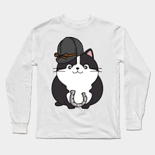 Funny fat cat is ready to ride a horse Long Sleeve T-Shirt